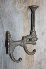 2-Large TRIPLE WALL HOOKS,Raw Unfinshed,Lion Accent,Country Decor,Gifts, H-10