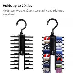 Adjustable X Neck Tie Rack Holder w/ Non-Slip Clip Necktie Belt Hanger Organizer