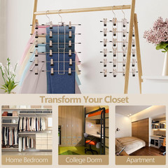 Pants Hangers with Clips,Space Saving Hanging Closet Organizer-6 Tiers Skirt Han