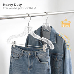Clear Plastic Pants Hangers 12 Pack, Set Hanger for Tops and Bottoms, Non Slip S
