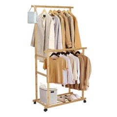 Double Rod Rolling Clothes Rail Clothes Trouser Rack Drying Rack Storage Display