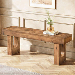 47 In. W X 17.7 In. H Brown Solid Wood Shoe Storage Bench