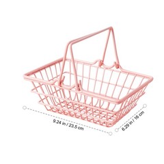 Pink Mini Shopping Basket, 9.25″ x 6.29″ x 3.54″ Metal Wire Basket with Handl…