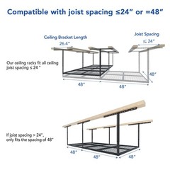 FLEXIMOUNTS 4×8 Overhead Garage Storage Rack Adjustable Organization System