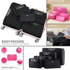 Nacuwa 5Pcs Packing Cubes Travel Clothes Storage Luggage Organizers Bags Pouch