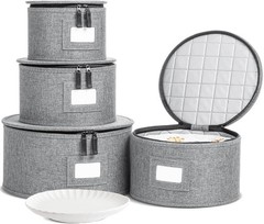 Luxury Gray China Storage Boxes with Dividers – Ideal for Dinnerware Protection