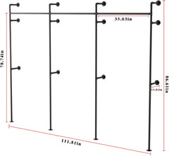 Industrial Pipe Clothing Rack, Heavy Duty Clothes Rack for Hanging Clothes, Wall