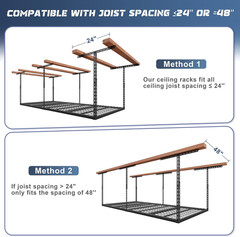 4X8FT Overhead Garage Storage Rack, 26″-40″ Height Adjustable Garage Ceiling Sto