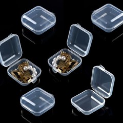 10Pcs Mini Plastic Ear Plug Case 1.8mm Square Box Hinged Lids Small Items