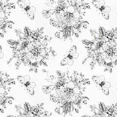 Micpolo Floral and Butterfly Self Adhesive 17.7″W x 78″L, Black White