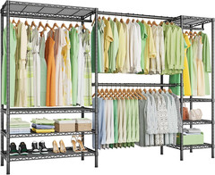 E11 Heavy-Duty Garment Rack, Metal Freestanding Clothes Rack and Closet Storage