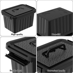 6-Pack 6 Quart Black Latching Storage Bins with Handles and Lids