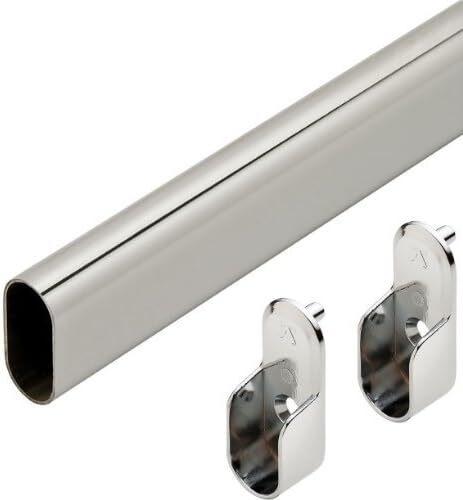 Premium Oval Wardrobe Closet Rod with End Supports – Polished Chrome