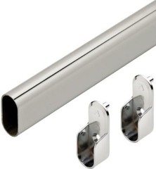 Premium Oval Wardrobe Closet Rod with End Supports – Polished Chrome