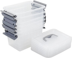 Clear 3 Quart Plastic Storage Bins with Lids – 6 Pack Latch Boxes