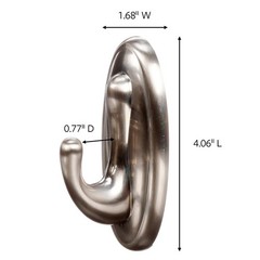 3M Command 17053BN Traditional Plastic Hook, Large, Brushed Nickel
