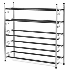 32 In. H X 24.375 In. – 45.5 In. W 25-Pair 5-Tier Gray and Black Metal Expandabl