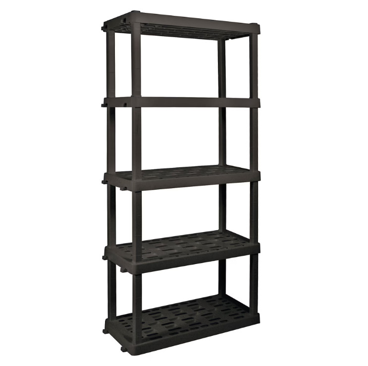 Hyper Tough Plastic Storage Shelves Garage Shelving Unit 5-Tier 73.80″H x 17.75″