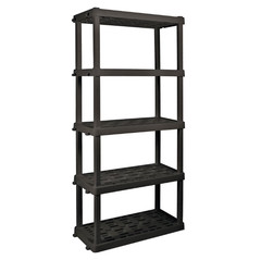 Hyper Tough Plastic Storage Shelves Garage Shelving Unit 5-Tier 73.80″H x 17.75″