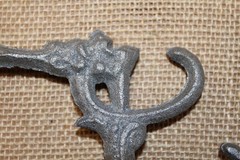 2-Large TRIPLE WALL HOOKS,Raw Unfinshed,Lion Accent,Country Decor,Gifts, H-10