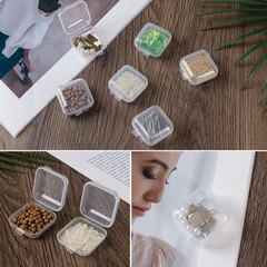 10Pcs Mini Plastic Ear Plug Case 1.8mm Square Box Hinged Lids Small Items