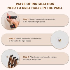 Expandable Wood Accordion Wall Rack with 10 Hooks in Antique Walnut Finish