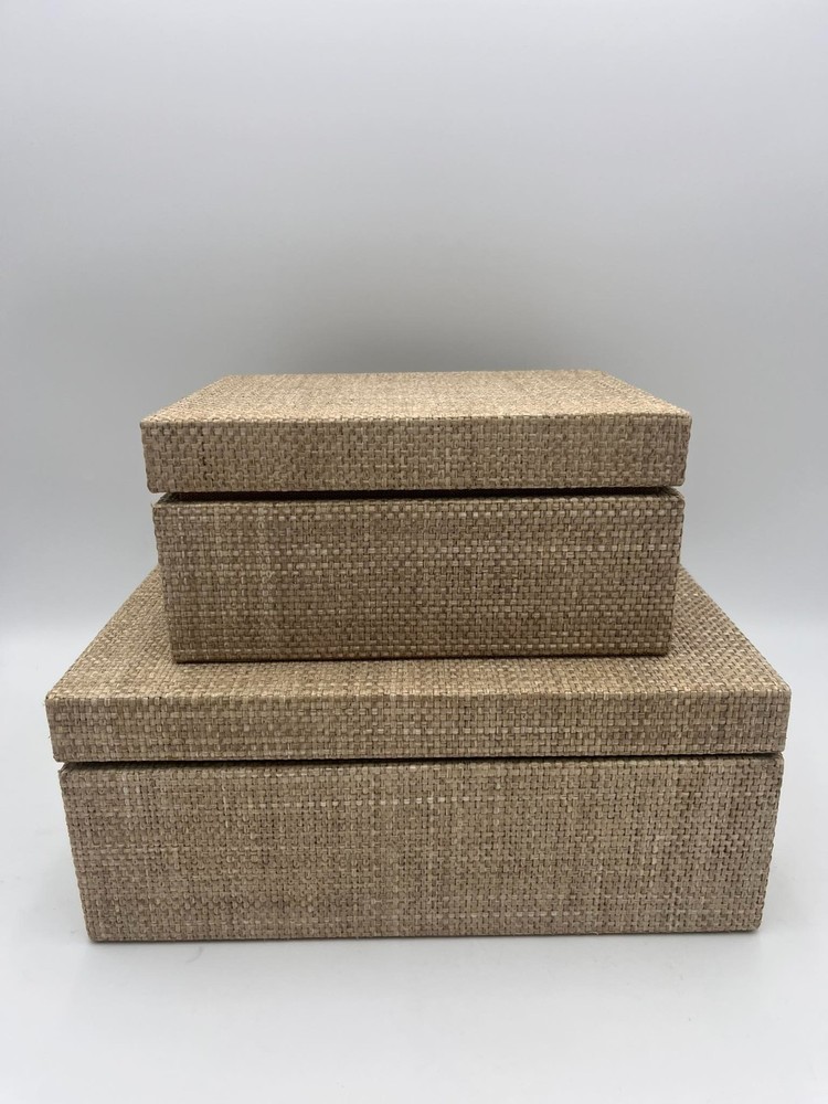 Made Goods Valeria Box Set of 2 Woven Natural Raffia Storage Boxes