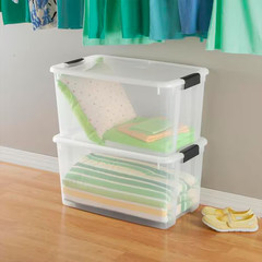70 Qt. Clear Plastic Stackable Storage Bin W/ White Latch Lid, 16-Pack