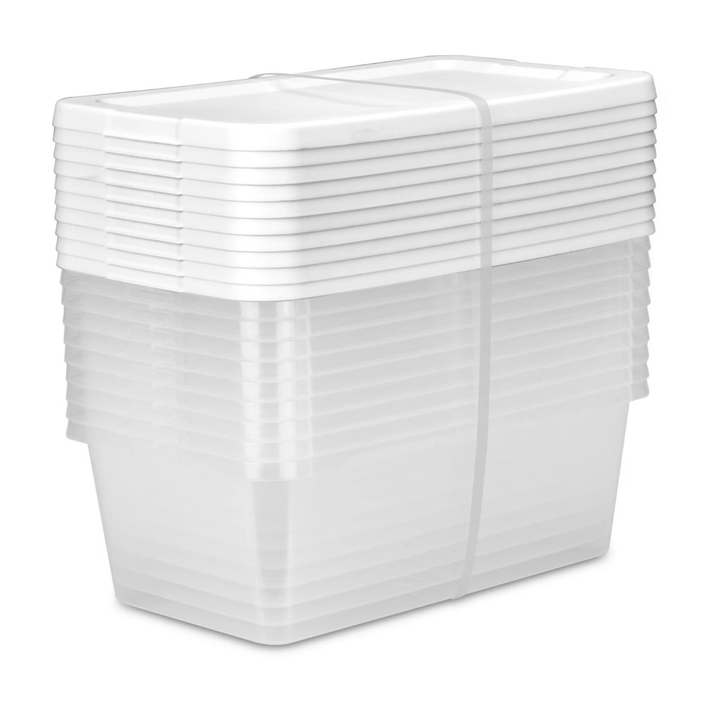 (10 Pack) Sterilite 6 Qt. Clear Plastic Storage Container with White Snap-On Lid