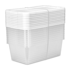 (10 Pack) Sterilite 6 Qt. Clear Plastic Storage Container with White Snap-On Lid