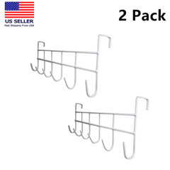 2x Over The Door Hook, Organizer Rack, Hanging for Coats, Hats, Towels, 6 Hook