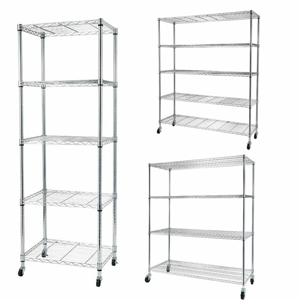 4/5 Tier Garage Wire Metal Shelving Adjustable Steel Heavy Duty Storage Shelf