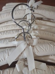 14 Cream Cotton Canvas With Bow Padded Swivel Chrome Hook Luxury Hangers 16″