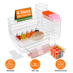 25Pcs Clear Plastic Drawer Organizers Set