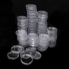 60X Coin Holder Capsules Case 40.6mm Clear for 1 Oz Silver Dollar w/ Storage Box