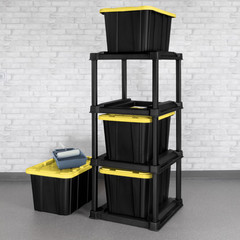 2 Pack 4-Tier Storage Tote Rack for 27 Gallon Bins Black