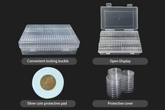 50pack 40mm Coin Capsules For 1oz Silver Bullion w/Box+7 Sizes Sponge Gaskets US