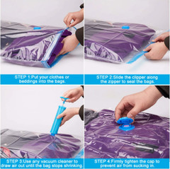 5Pack Vacuum Storage Bags Bedding Clothes Seal Travel Space Saver w/ Pump