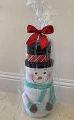 20″ Tall Snowman Holiday 3 Stackable Storage Container Gift Boxes Hard Cardboard
