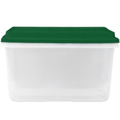 Hefty 72 Qt Christmas Storage Bin Clear Green Lid Holiday Storage Tote 6 Pack