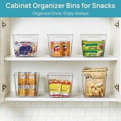 Clear Plastic Storage Bins – 6 Count with Handles for Easy Kitchen Organization