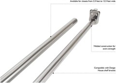 Polished Chrome Adjustable 72-inch to 120-inch Closet Rod Tension Mounted NEW