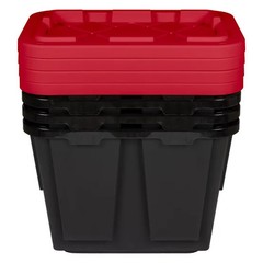 12 Gallon Storage Bin Container 4- pack, Heavy Duty, Lids, Greenmade 5 Color NEW