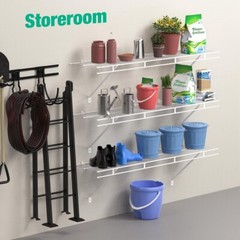 HAUSHOF 2-Pack Heavy Duty Closet Shelves Wall Mounted 4ftx12in Wire Shelving NEW