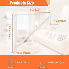 10 PCS White Heavy Duty Closet Shelf Rod Brackets Wall Mount 11×9.45 Inch