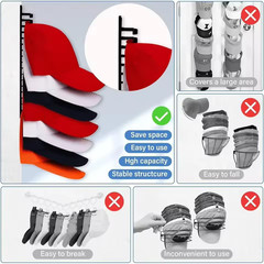 10 Grid Wall Mount Baseball Cap Storage Rack Hat Organizer White/Black