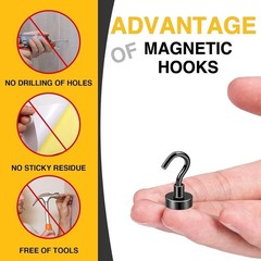 Magnetic Hooks 6pcs 30lbs+ Cruise Essentials 2026 Magnet Hook Black | Neodymi…