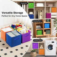 Collapsible Fabric Storage Bins – 6 Pack Cube Organizers in Dark Colors, 11 Inch