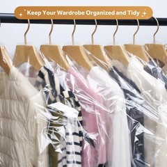 43 Pack Plastic Garment Bags for Clothes, Clear Dry Cleaning Bags for Coats