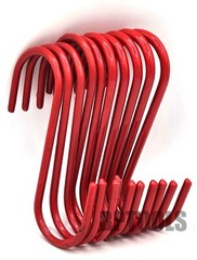 (50) 5″ S-Hook Utility Hanging Hook Home Shop Garage PVC Coated Hangers Red